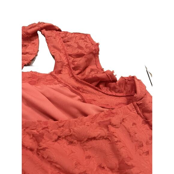 Lauren Conrad Flocked Ruffle Sleeveless Tank Top 3X Women's Shirt Spanish Coral - Picture 10 of 16